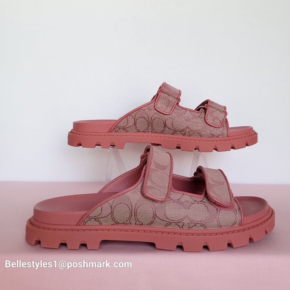 COACH Two-Band Sport Slide In Signature Jacquard- Women’s Size 9B- True Pink ⭐ - Picture 10 of 16